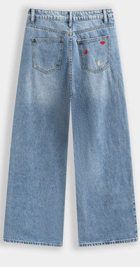 Jean large taille haute motifs cœurs — vue 4